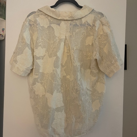 Rag & Bone Ivory Mesh Button-Up Shirt - Picture 3 of 3